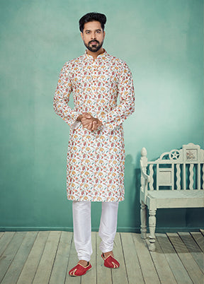 Multicolor Silk 2 Pc Kurta Pajama Set