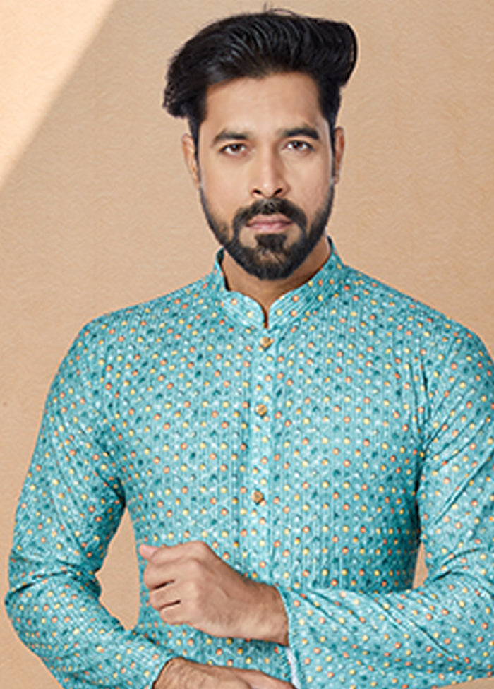 Multicolor Silk 2 Pc Kurta Pajama Set