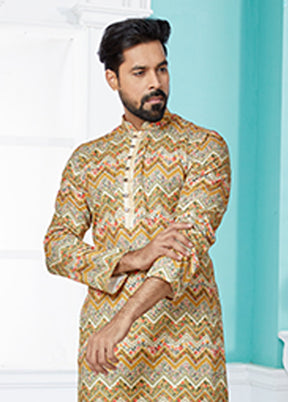 Multicolor Silk 2 Pc Kurta Pajama Set