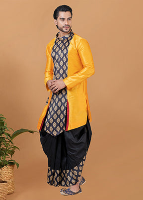 Yellow Silk Kurta & Dhoti Set