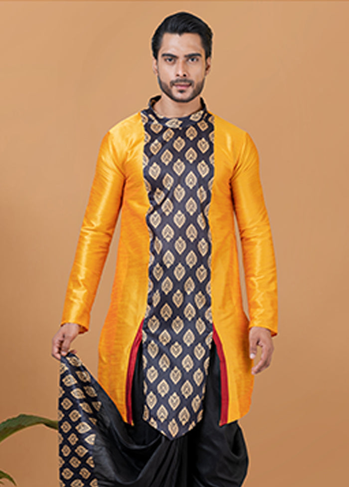 Yellow Silk Kurta & Dhoti Set