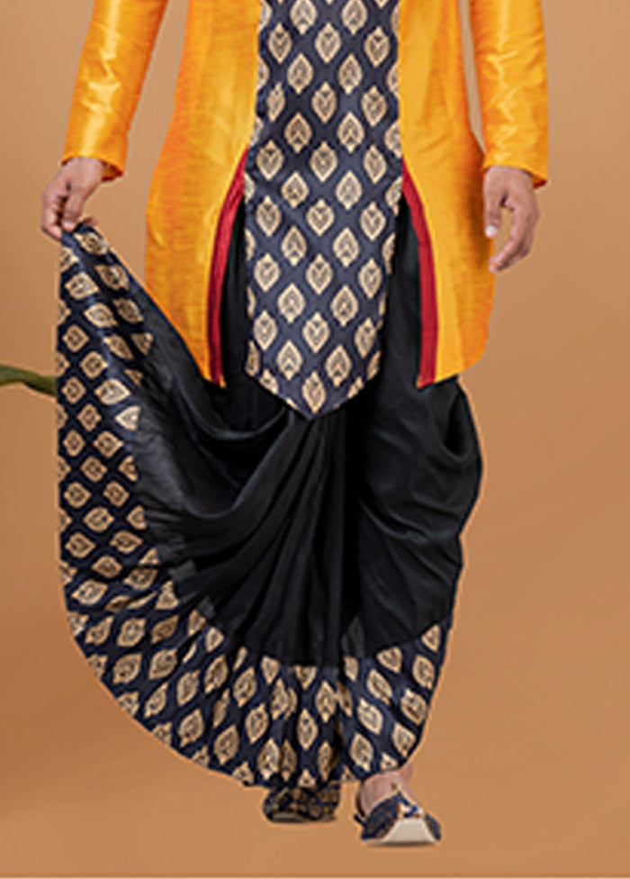 Yellow Silk Kurta & Dhoti Set