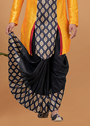 Yellow Silk Kurta & Dhoti Set