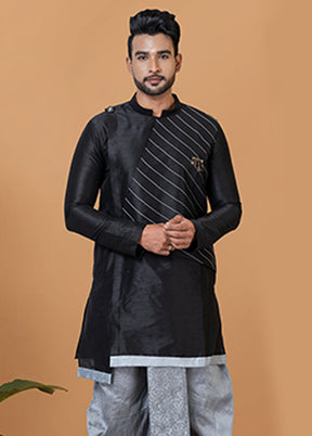 Black Silk Kurta & Dhoti Set