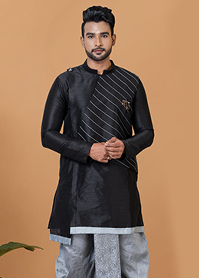 Black Silk Kurta & Dhoti Set