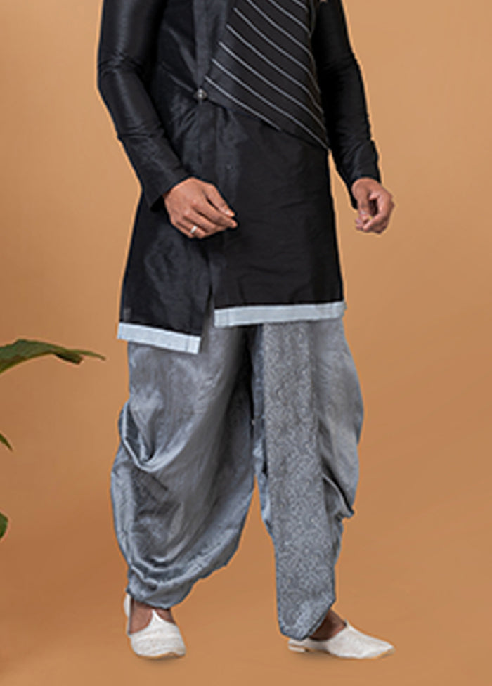 Black Silk Kurta & Dhoti Set