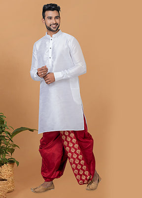 White Silk Kurta & Dhoti Set