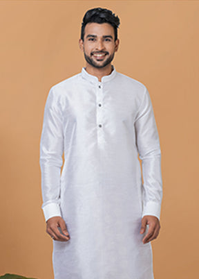 White Silk Kurta & Dhoti Set