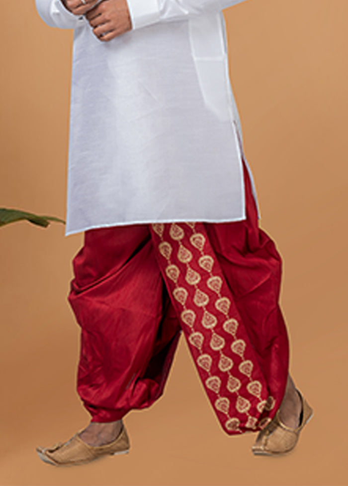 White Silk Kurta & Dhoti Set
