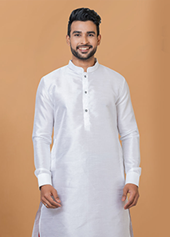 White Silk Kurta & Dhoti Set