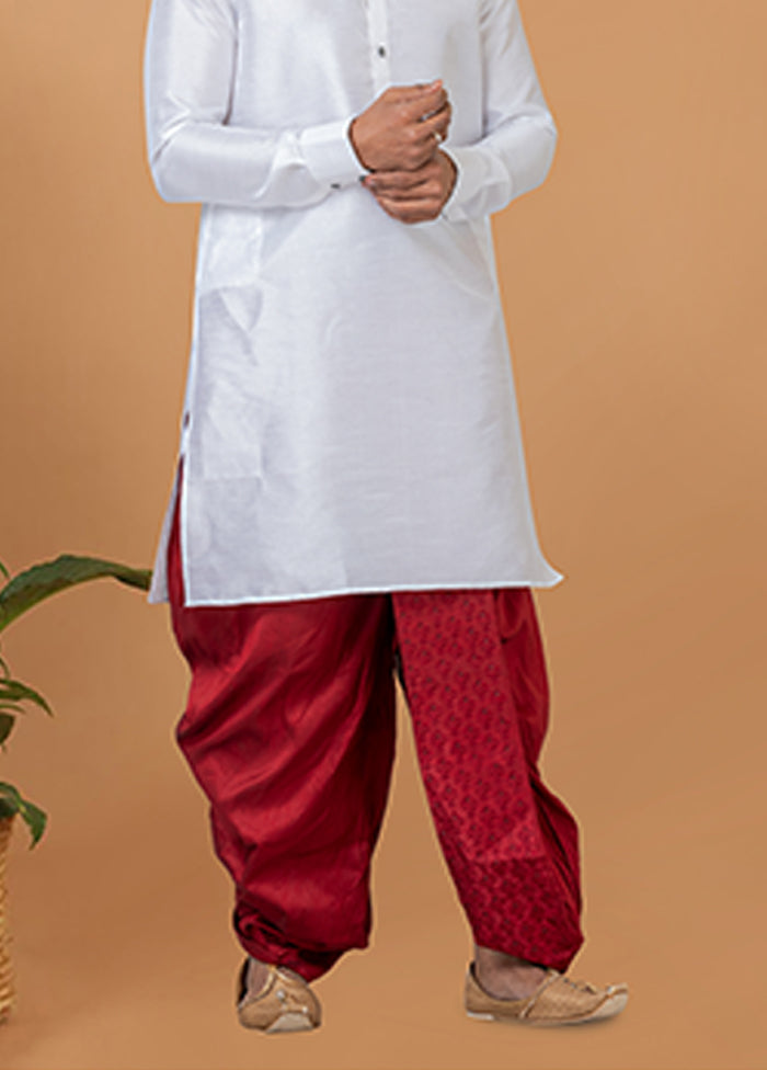 White Silk Kurta & Dhoti Set