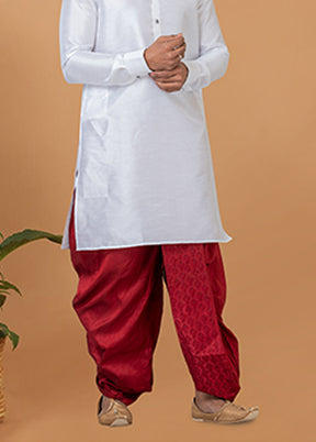 White Silk Kurta & Dhoti Set