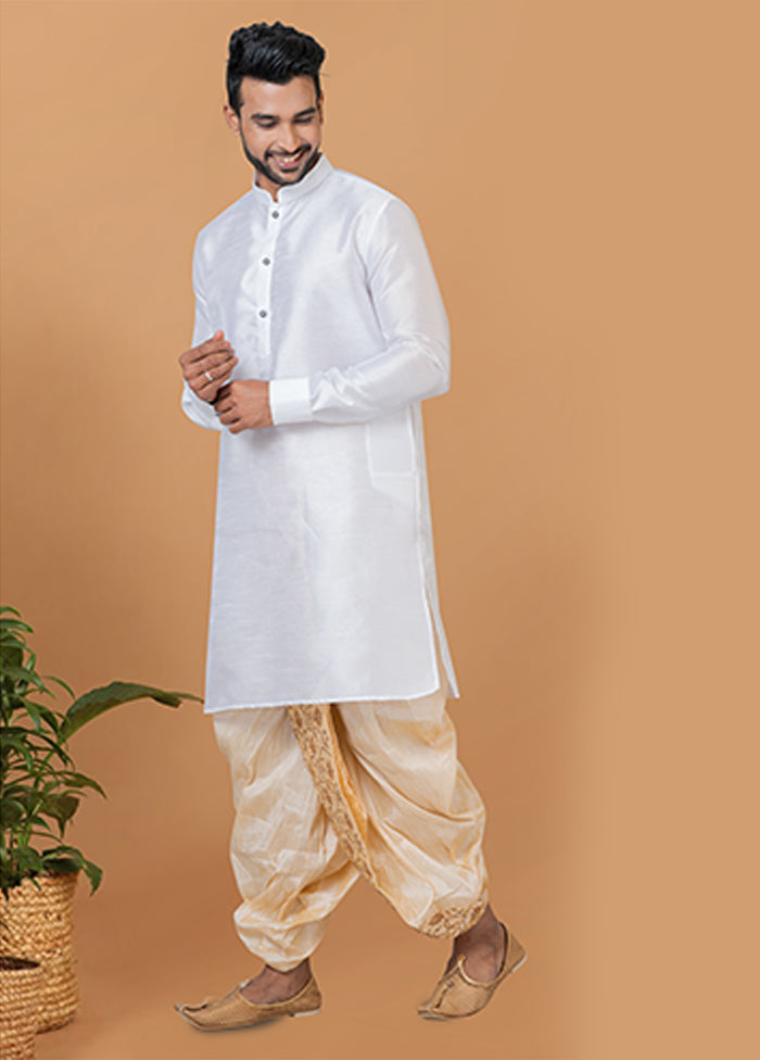 White Silk Kurta & Dhoti Set