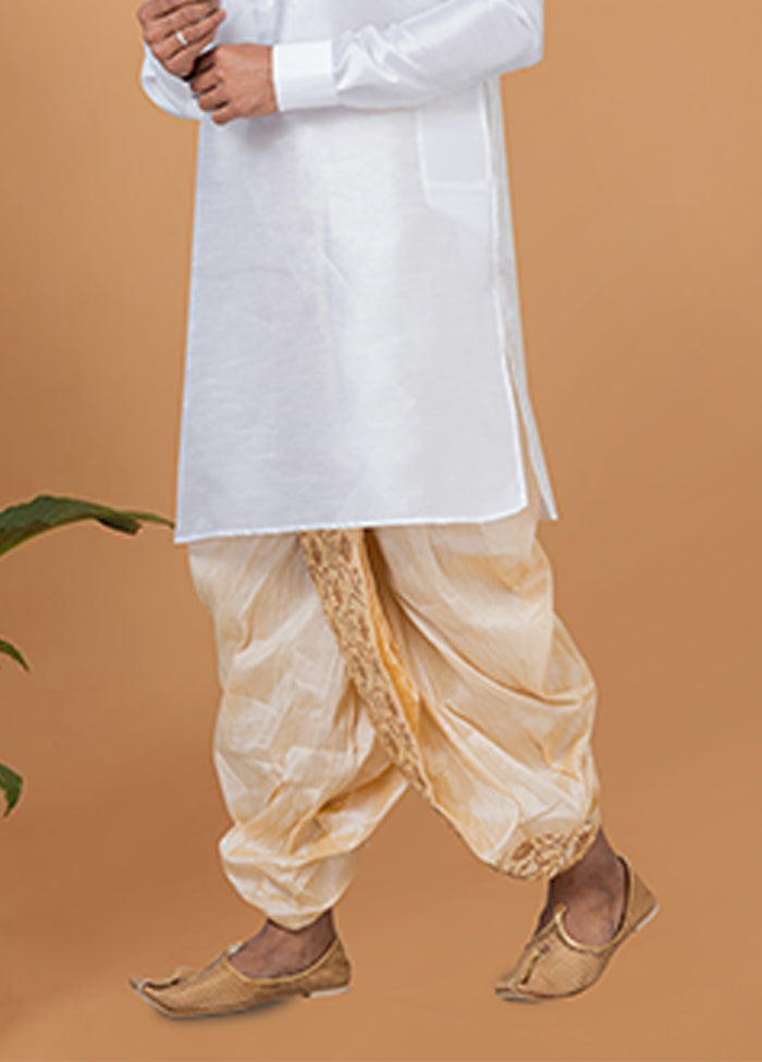 White Silk Kurta & Dhoti Set