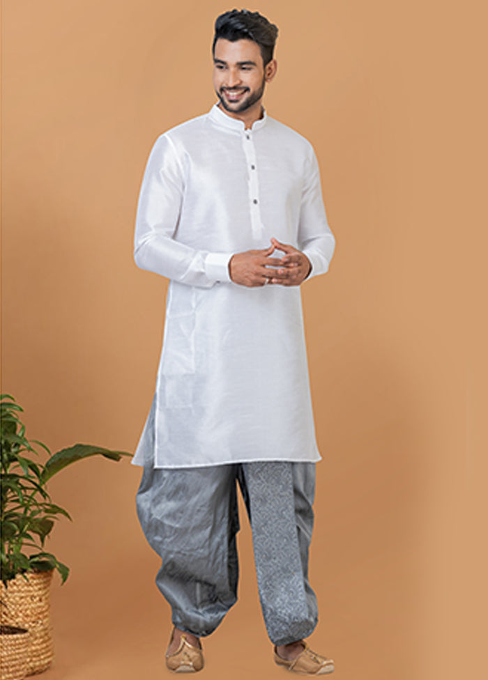 White Silk Kurta & Dhoti Set