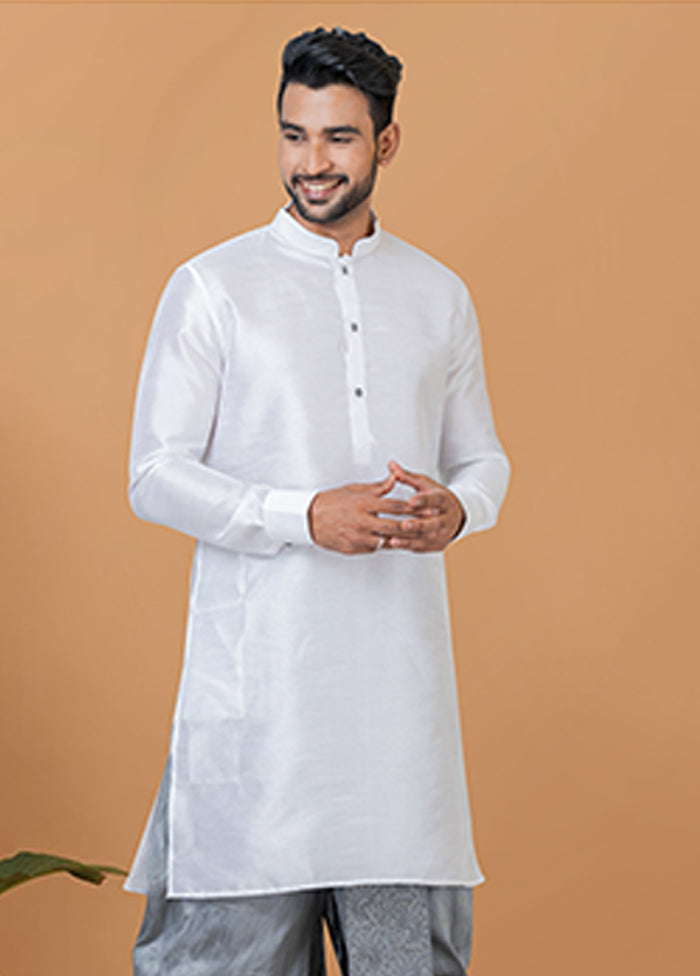 White Silk Kurta & Dhoti Set