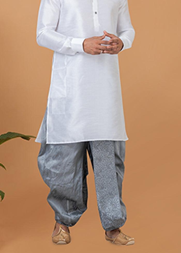 White Silk Kurta & Dhoti Set