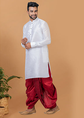 White Silk Kurta & Dhoti Set