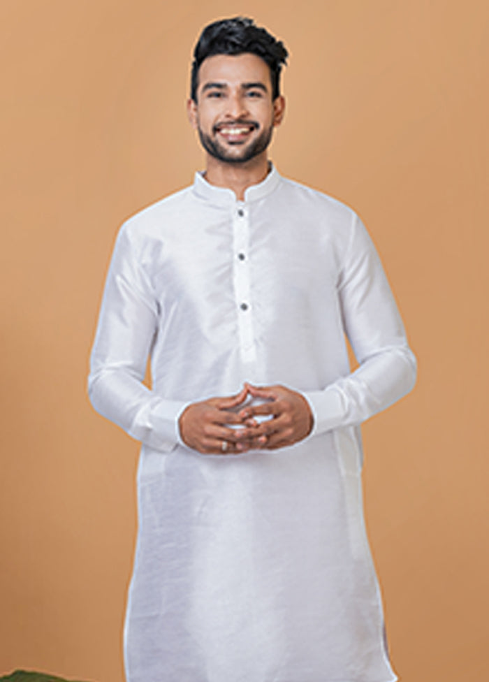 White Silk Kurta & Dhoti Set