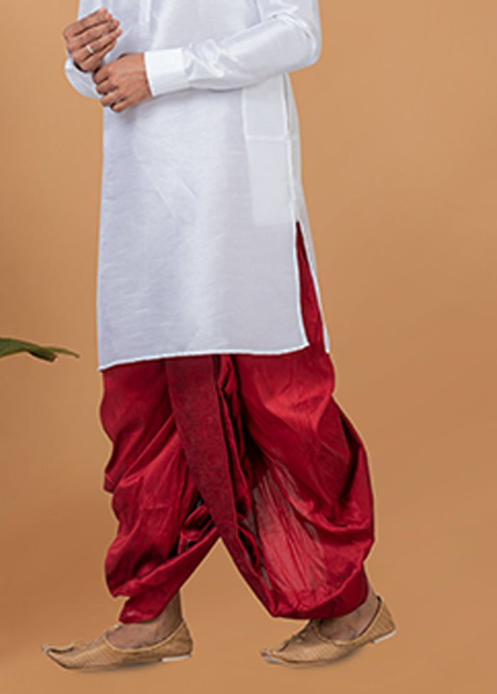White Silk Kurta & Dhoti Set