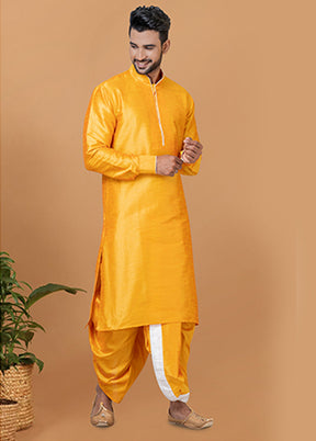 Yellow Silk Kurta & Dhoti Set