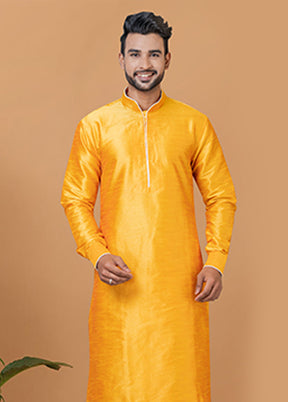 Yellow Silk Kurta & Dhoti Set