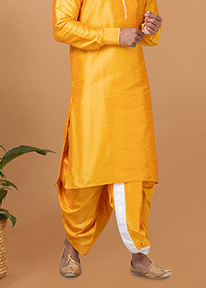 Yellow Silk Kurta & Dhoti Set