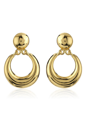 Estele Girls Womens Non Precious Brass Metal 24K Gold Tone Plated Round Small Drop Earrings - Indian Silk House Agencies