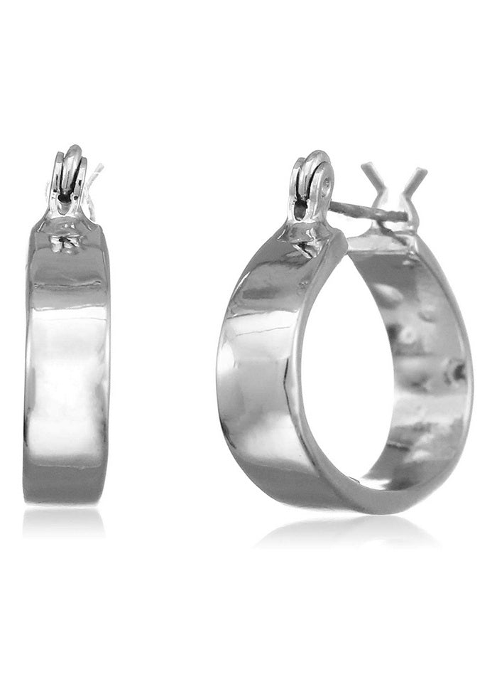 Estele Rhodium Plated Elliptical Hoop Earrings - Indian Silk House Agencies