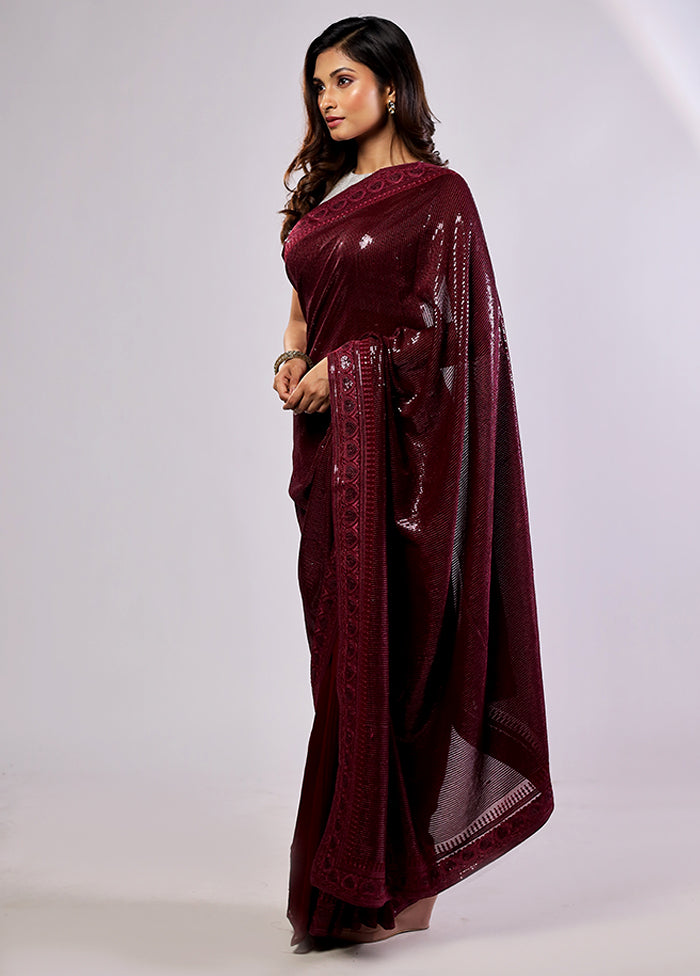 Purple Georgette Saree With Blouse Piece