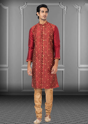 Multicolor Silk 2 Pc Kurta Pajama Set