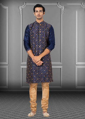 Multicolor Silk 2 Pc Kurta Pajama Set