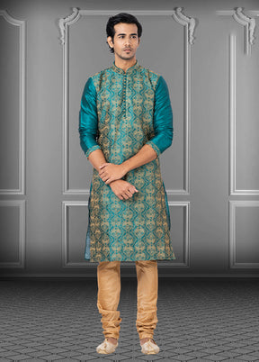 Multicolor Silk 2 Pc Kurta Pajama Set