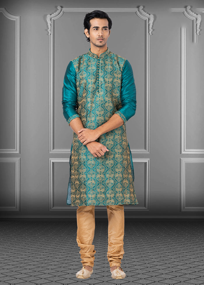 Multicolor Silk 2 Pc Kurta Pajama Set