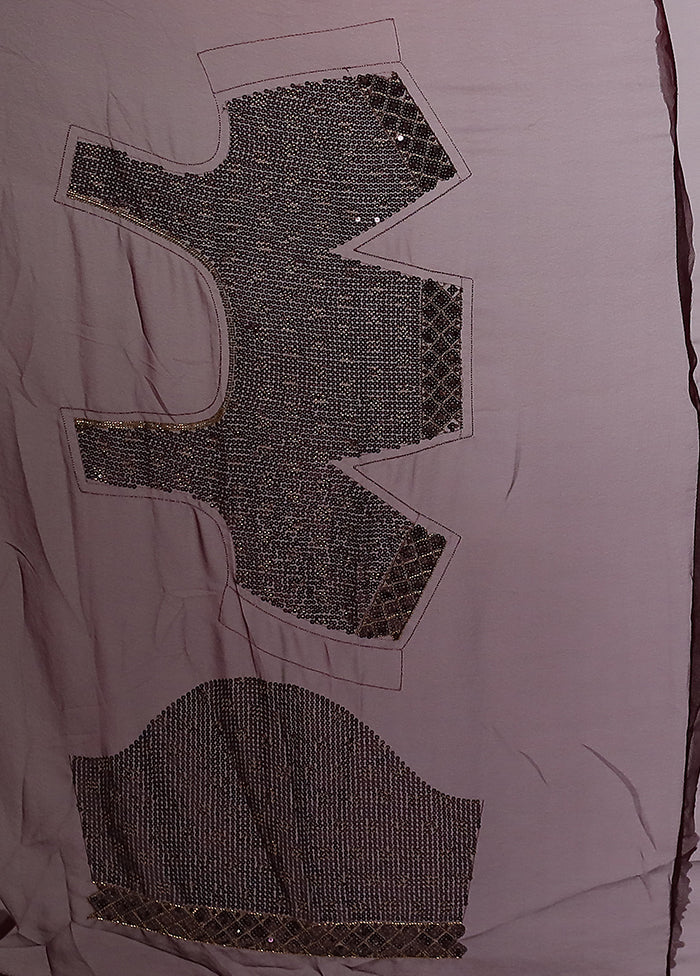 Purple Handloom Pure Georgette Saree With Blouse Piece