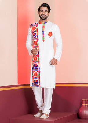 White Silk Kurta & Pajama Set
