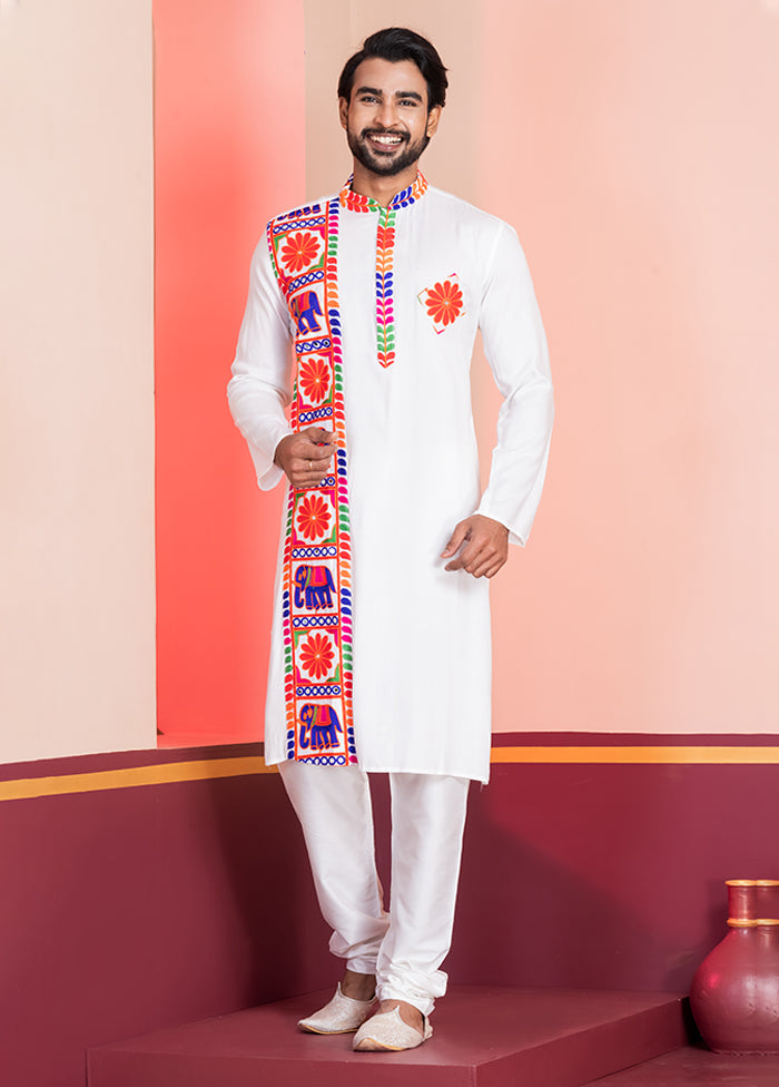 White Silk Kurta & Pajama Set