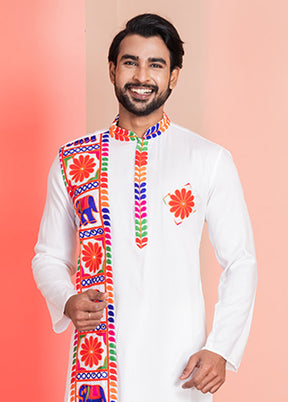 White Silk Kurta & Pajama Set