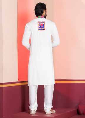 White Silk Kurta & Pajama Set