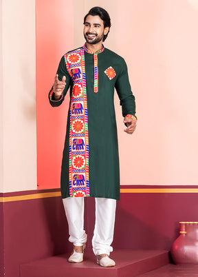 Green Silk Kurta & Pajama Set