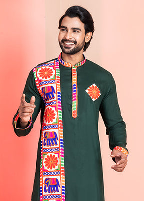 Green Silk Kurta & Pajama Set