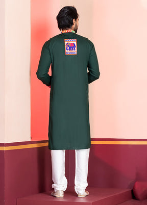 Green Silk Kurta & Pajama Set