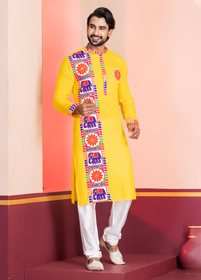 Yellow Silk Kurta & Pajama Set