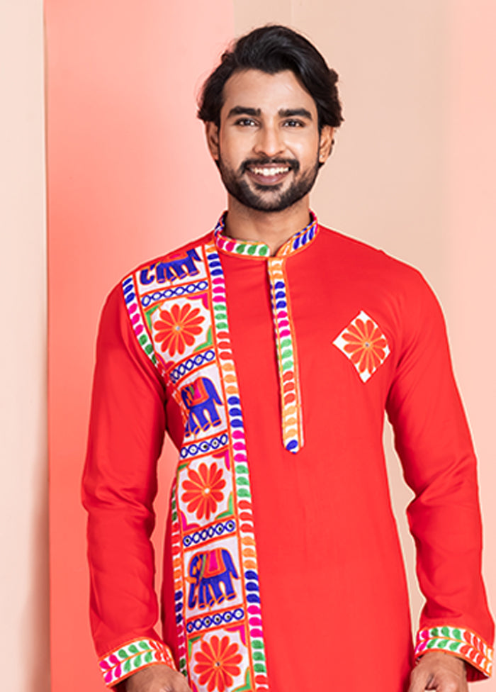 Red Silk Kurta & Pajama Set