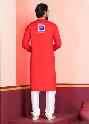 Red Silk Kurta & Pajama Set