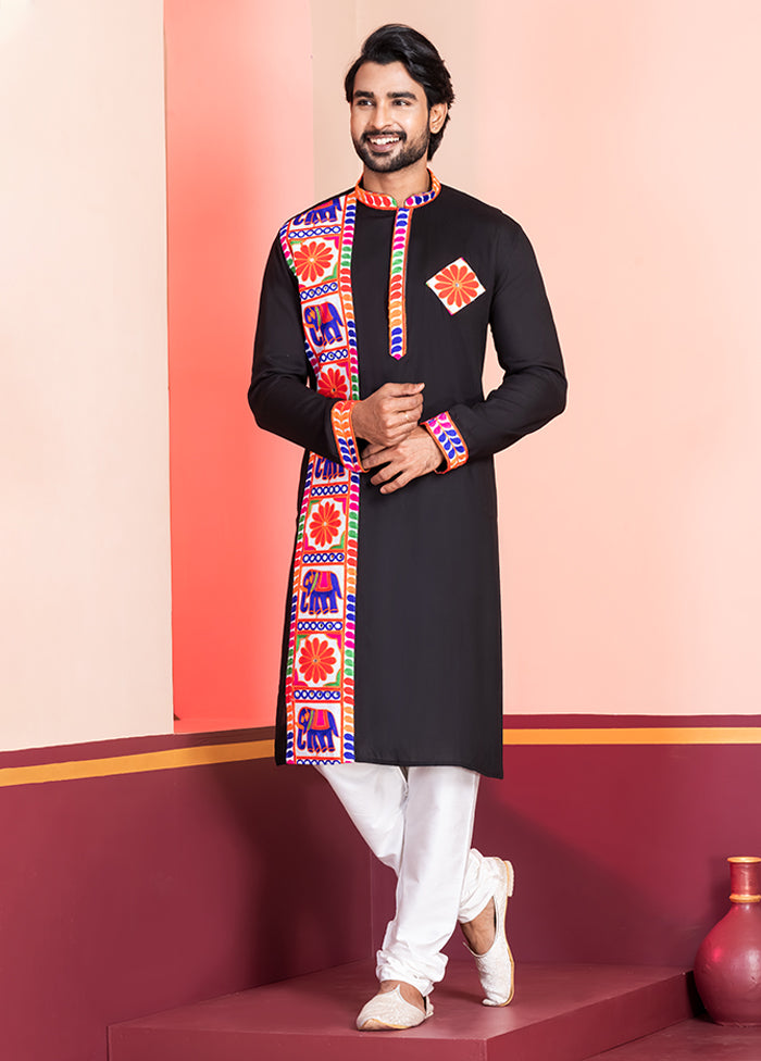 Black Silk Kurta & Pajama Set