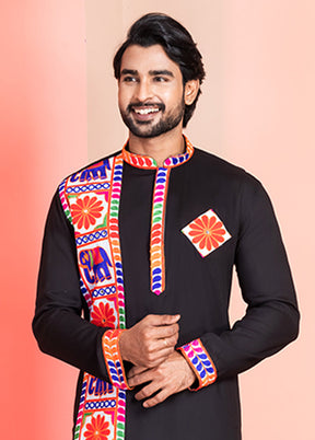 Black Silk Kurta & Pajama Set