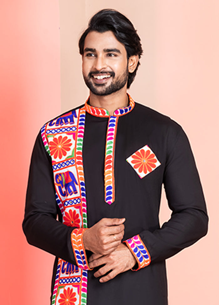 Black Silk Kurta & Pajama Set