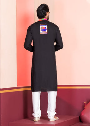 Black Silk Kurta & Pajama Set