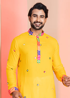 Yellow Silk Kurta & Pajama Set